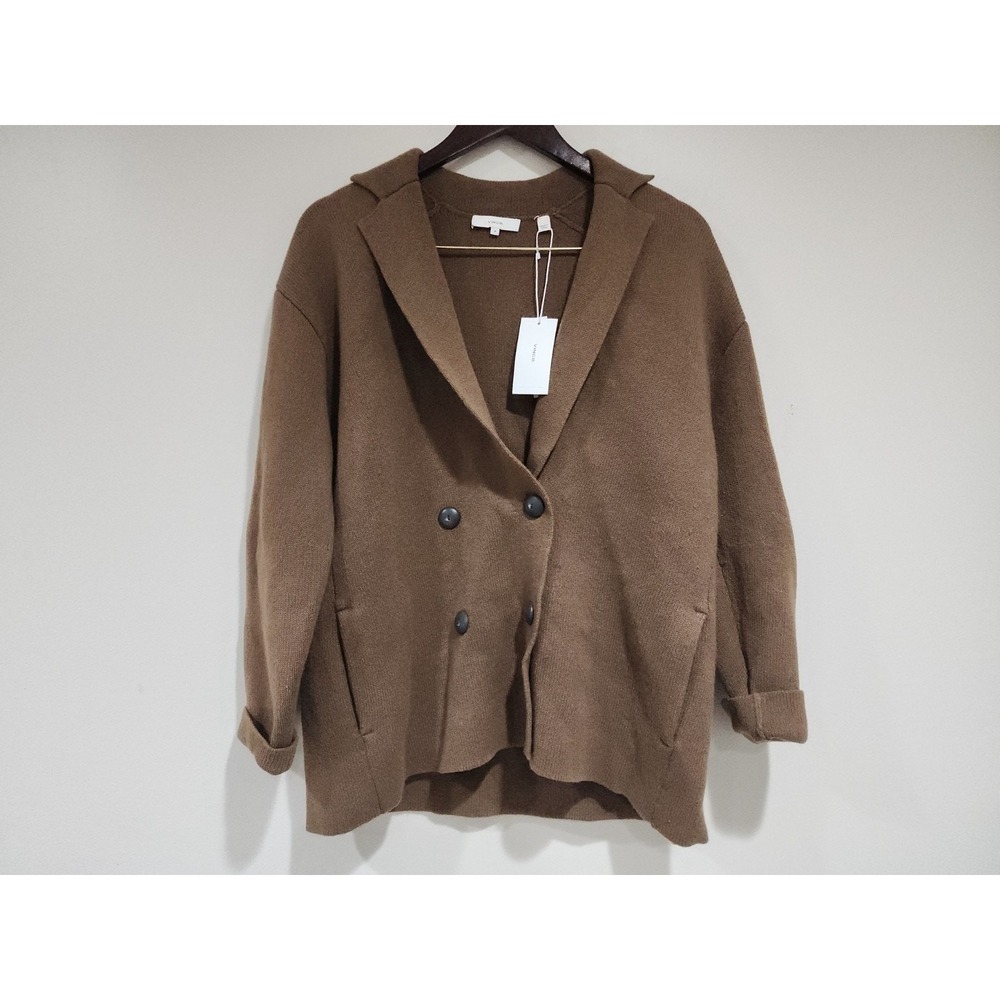 Vince Cardigan Sweater Women Medium Brown Double Breasted Notch Lapel V783378832